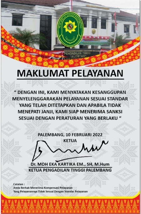 Maklumat Pelayanan PT Palembang